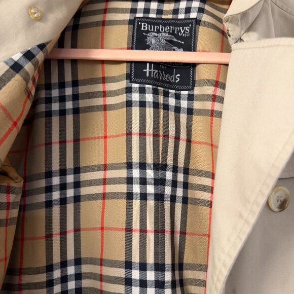 Vintage Burberrys Trench Coat for Harrods Nova Check Lined Long Beige Size - Picture 4 of 4